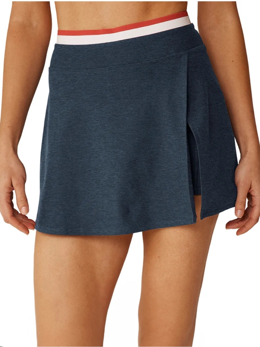Beyond Yoga Navy Skort with Red and White Striped Waistband